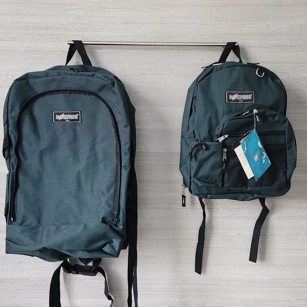 Compass 2 in 1 Outdoor Products Backpack Green Hiking Polyester Bag NWT New